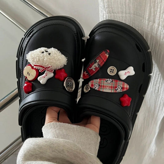 12pcs White Curly Puppy Crocs Shoe Charms Set
